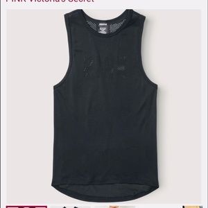 NWT VS pink seamless Featherweight tank in pure black with pink logo